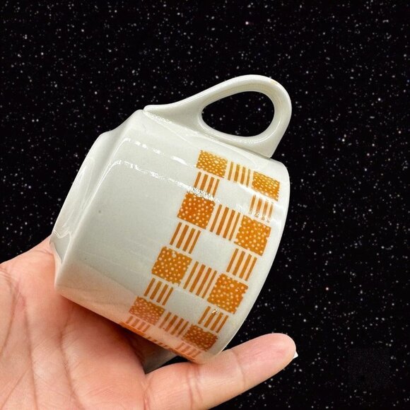 SHENANGO CHINA NEW CASTLE Mug Set Ceramic USA Yellow White 2.5”T 3.25”W Set 4 - Picture 12 of 16